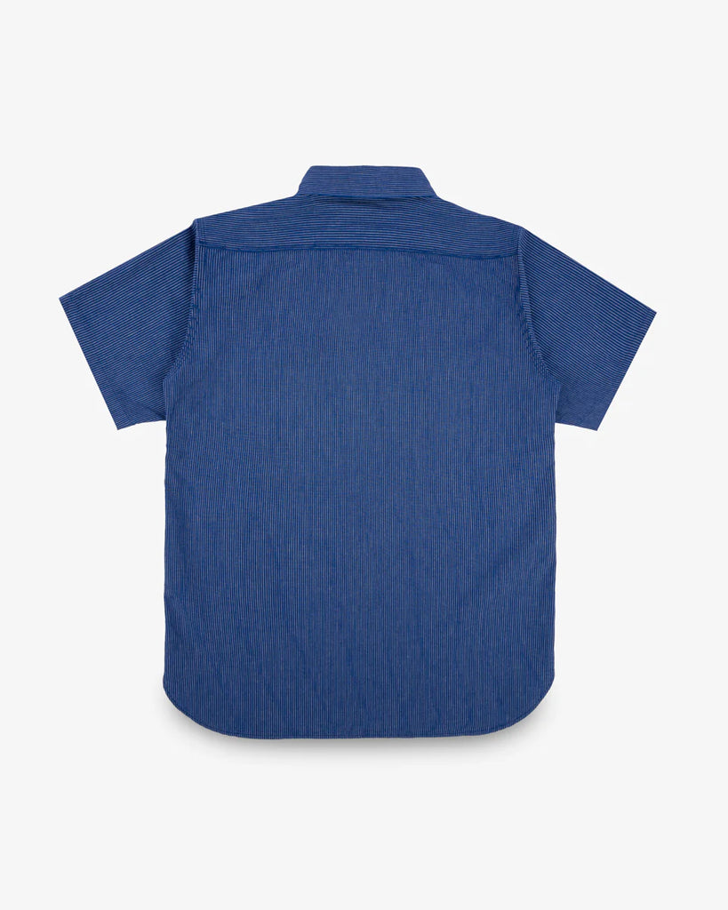 Iron Heart 5oz Selvedge Ox Cloth Short Sleeved Work Shirt - Pinstripe