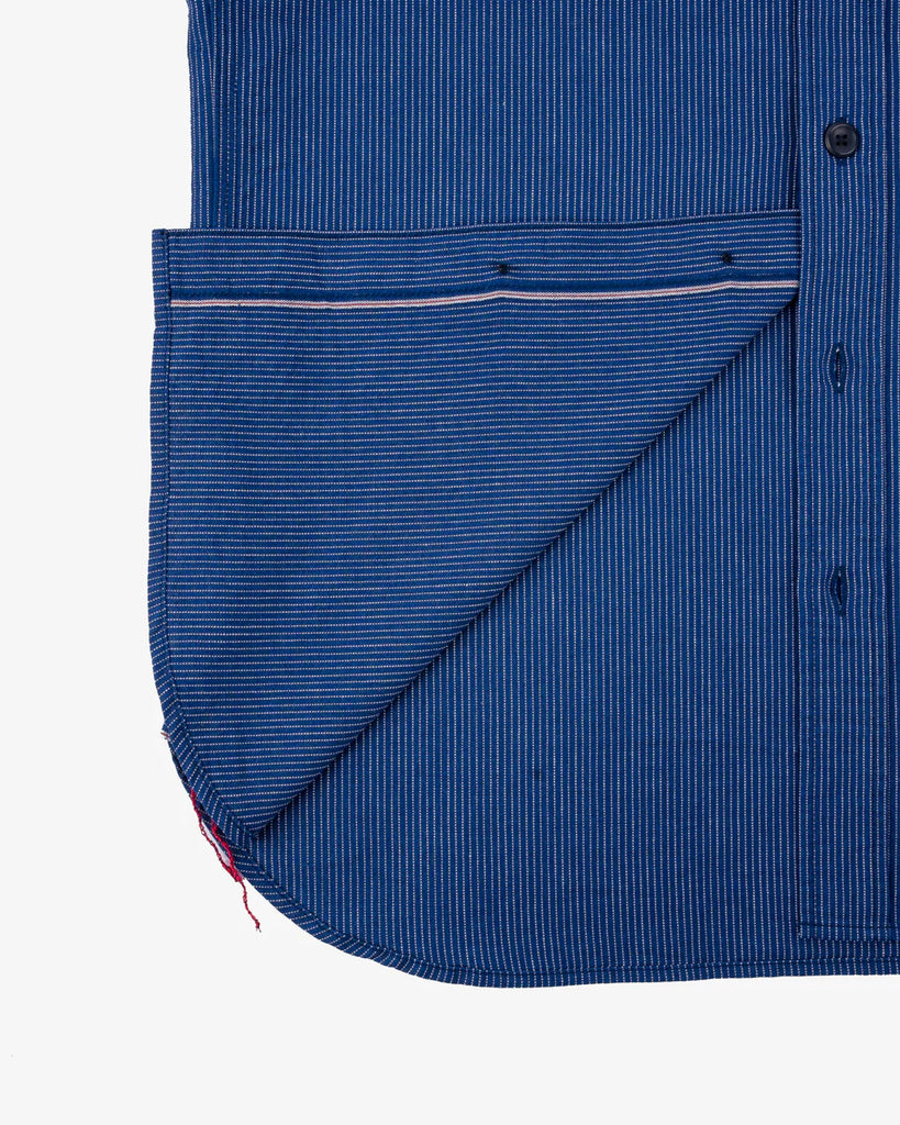 Iron Heart 5oz Selvedge Ox Cloth Short Sleeved Work Shirt - Pinstripe