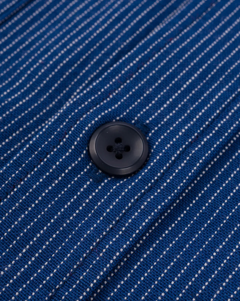 Iron Heart 5oz Selvedge Ox Cloth Short Sleeved Work Shirt - Pinstripe