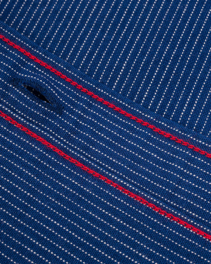 Iron Heart 5oz Selvedge Ox Cloth Short Sleeved Work Shirt - Pinstripe