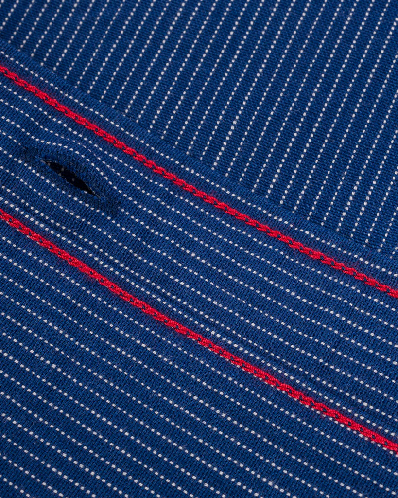 Iron Heart 5oz Selvedge Ox Cloth Short Sleeved Work Shirt - Pinstripe