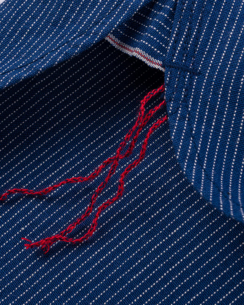 Iron Heart 5oz Selvedge Ox Cloth Short Sleeved Work Shirt - Pinstripe