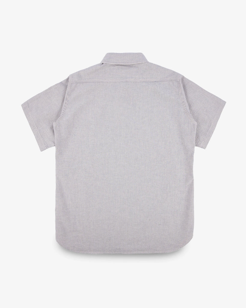 Iron Heart 5oz Selvedge Ox Cloth Short Sleeved Work Shirt - Hickory Stripe