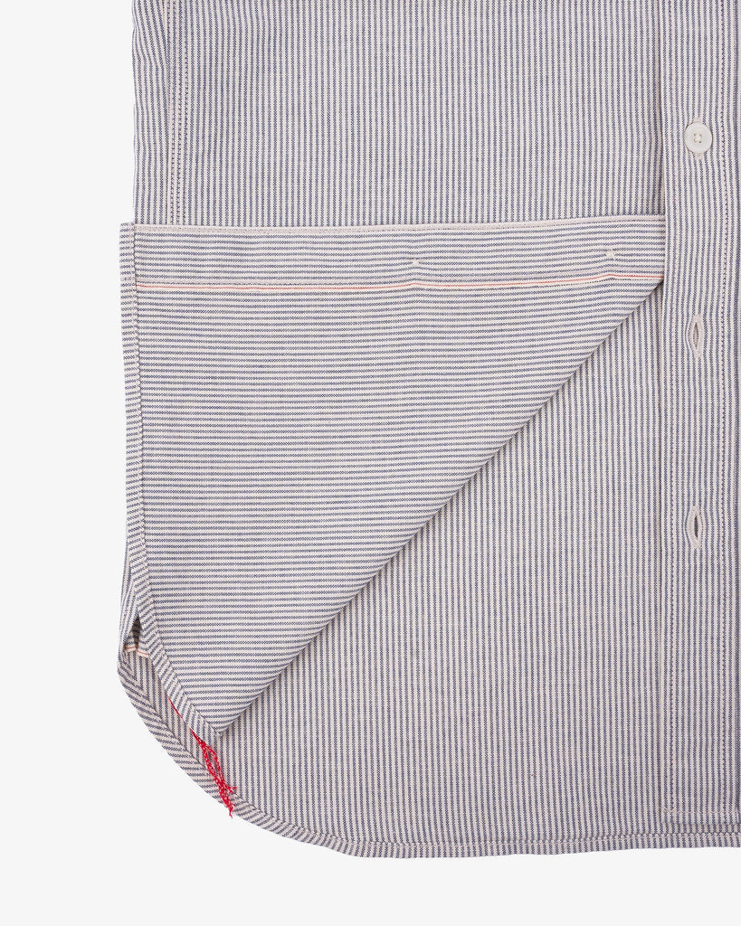 Iron Heart 5oz Selvedge Ox Cloth Short Sleeved Work Shirt - Hickory Stripe