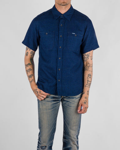 Iron Heart 5oz Double Gauze Short Sleeved Work Shirt - Indigo