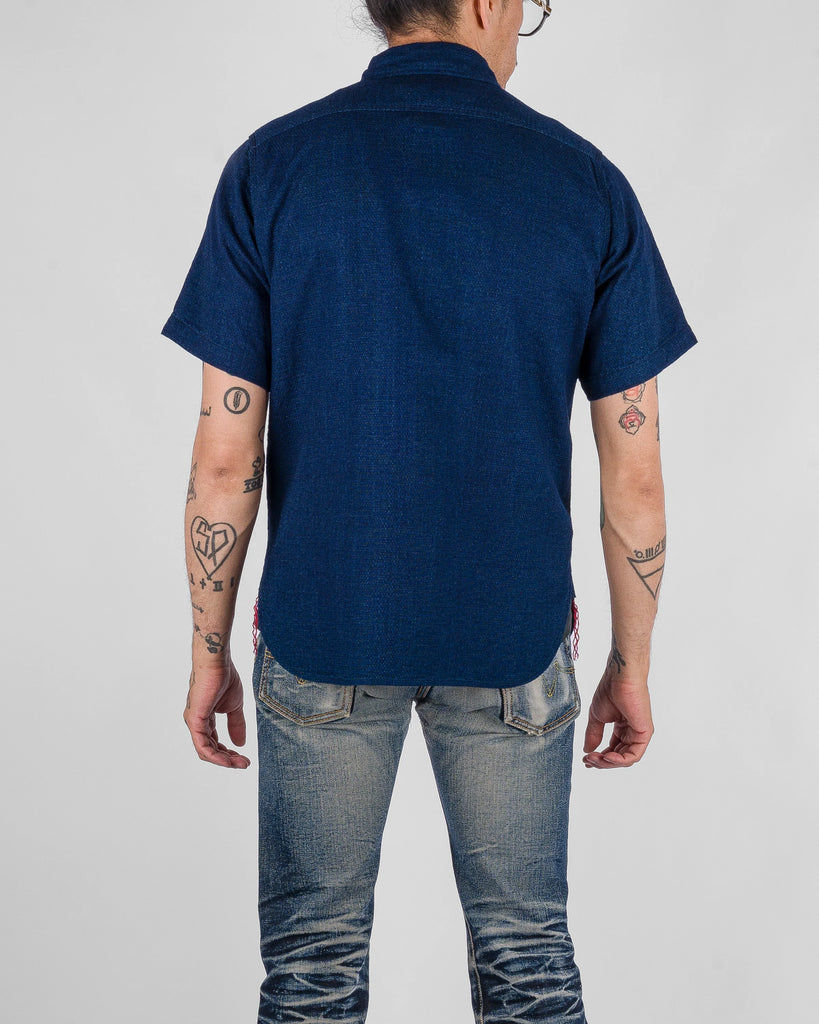 Iron Heart 5oz Double Gauze Short Sleeved Work Shirt - Indigo