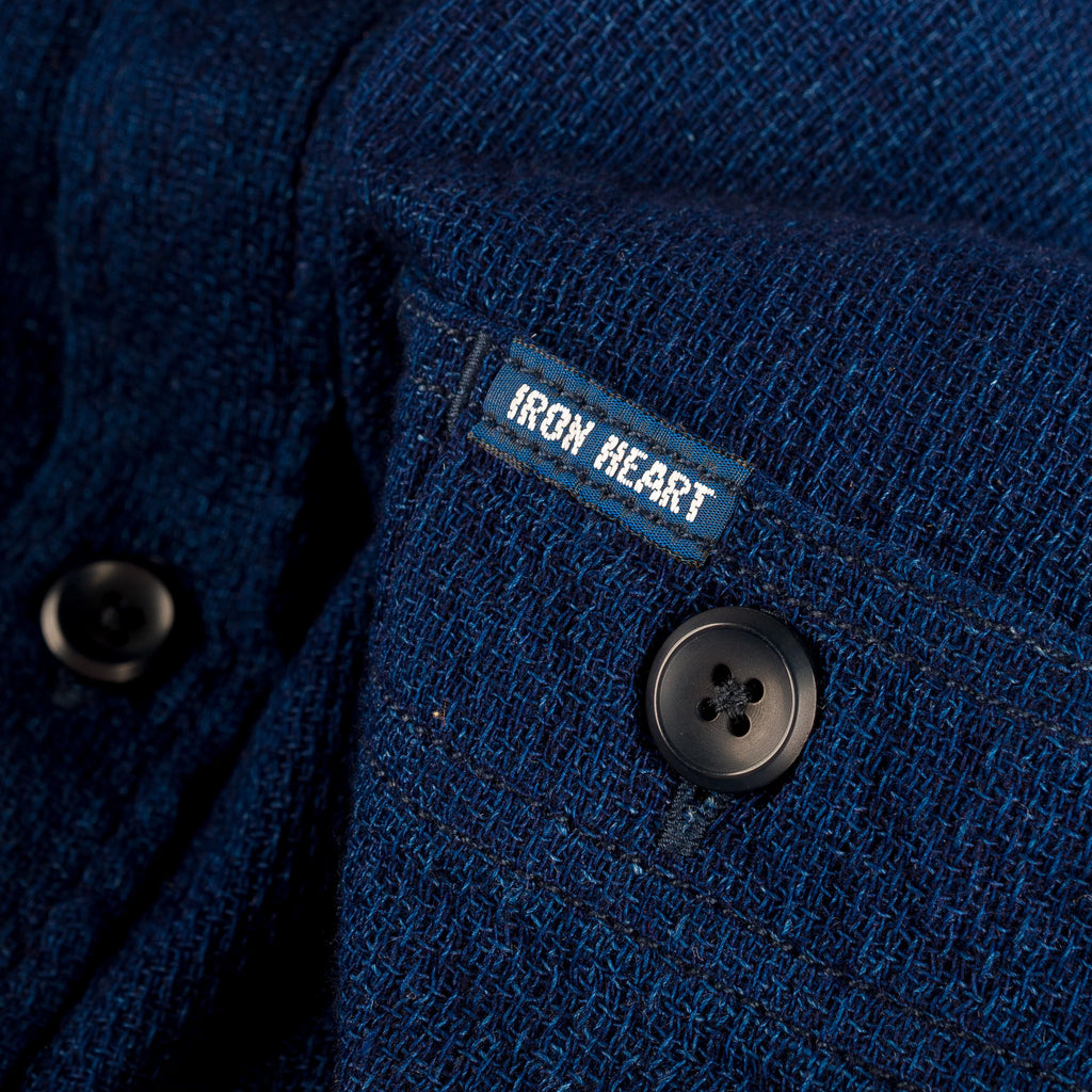 Iron Heart 5oz Double Gauze Short Sleeved Work Shirt - Indigo