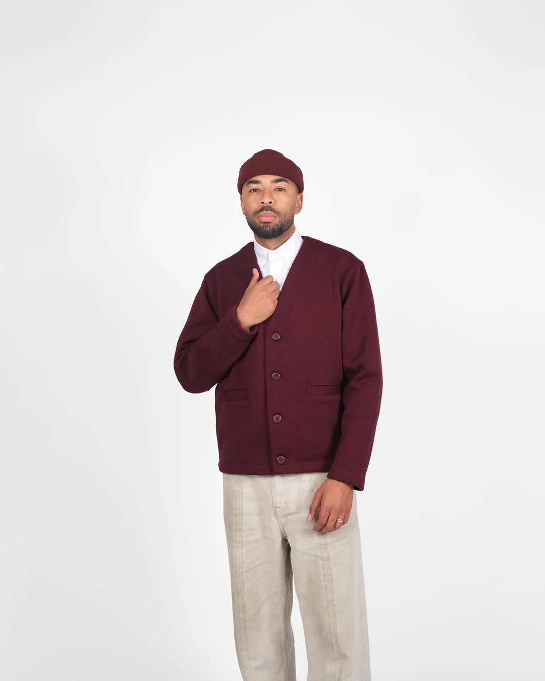 Dehen 1920 Slouchy Cardigan - Burgundy