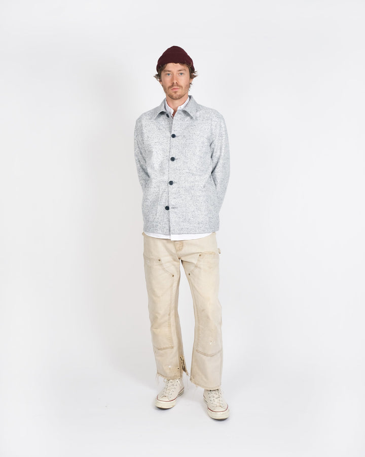 Dehen 1920 Woven Chore Coat - Natural & Navy Heather