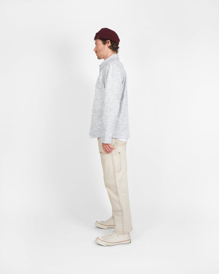 Dehen 1920 Woven Chore Coat - Natural & Navy Heather