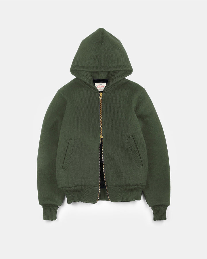 Dehen 1920 Wool Knit Full Throttle Moto Hoodie - Spruce