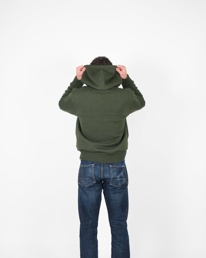 Dehen 1920 Wool Knit Full Throttle Moto Hoodie - Spruce