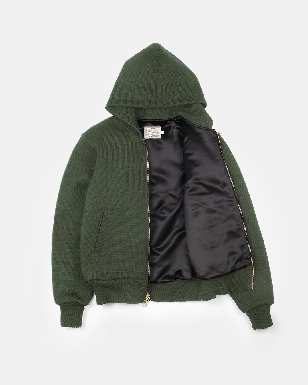 Dehen 1920 Wool Knit Full Throttle Moto Hoodie - Spruce