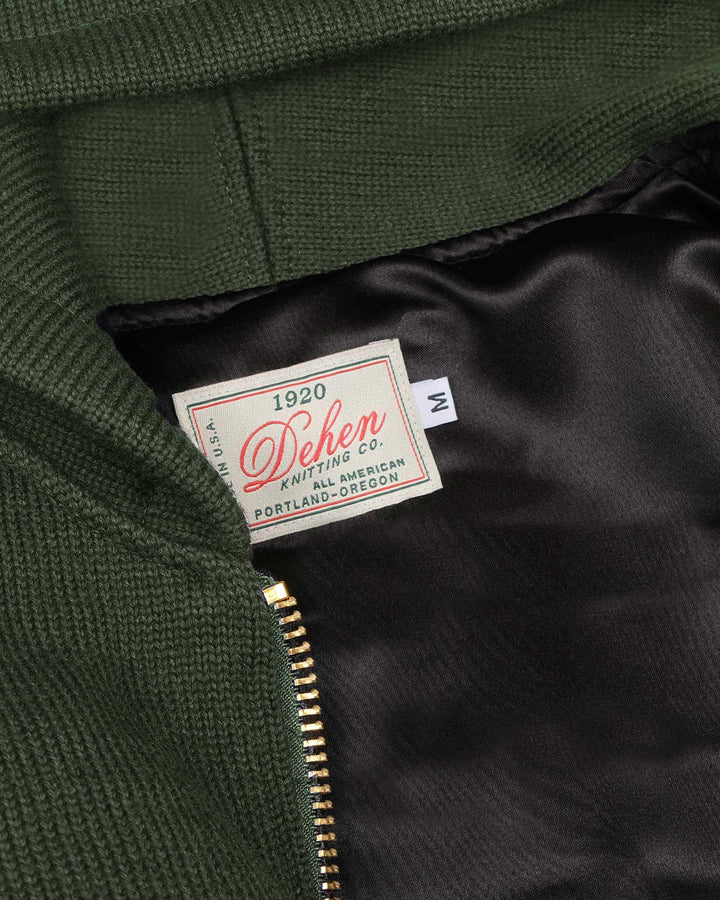 Dehen 1920 Wool Knit Full Throttle Moto Hoodie - Spruce