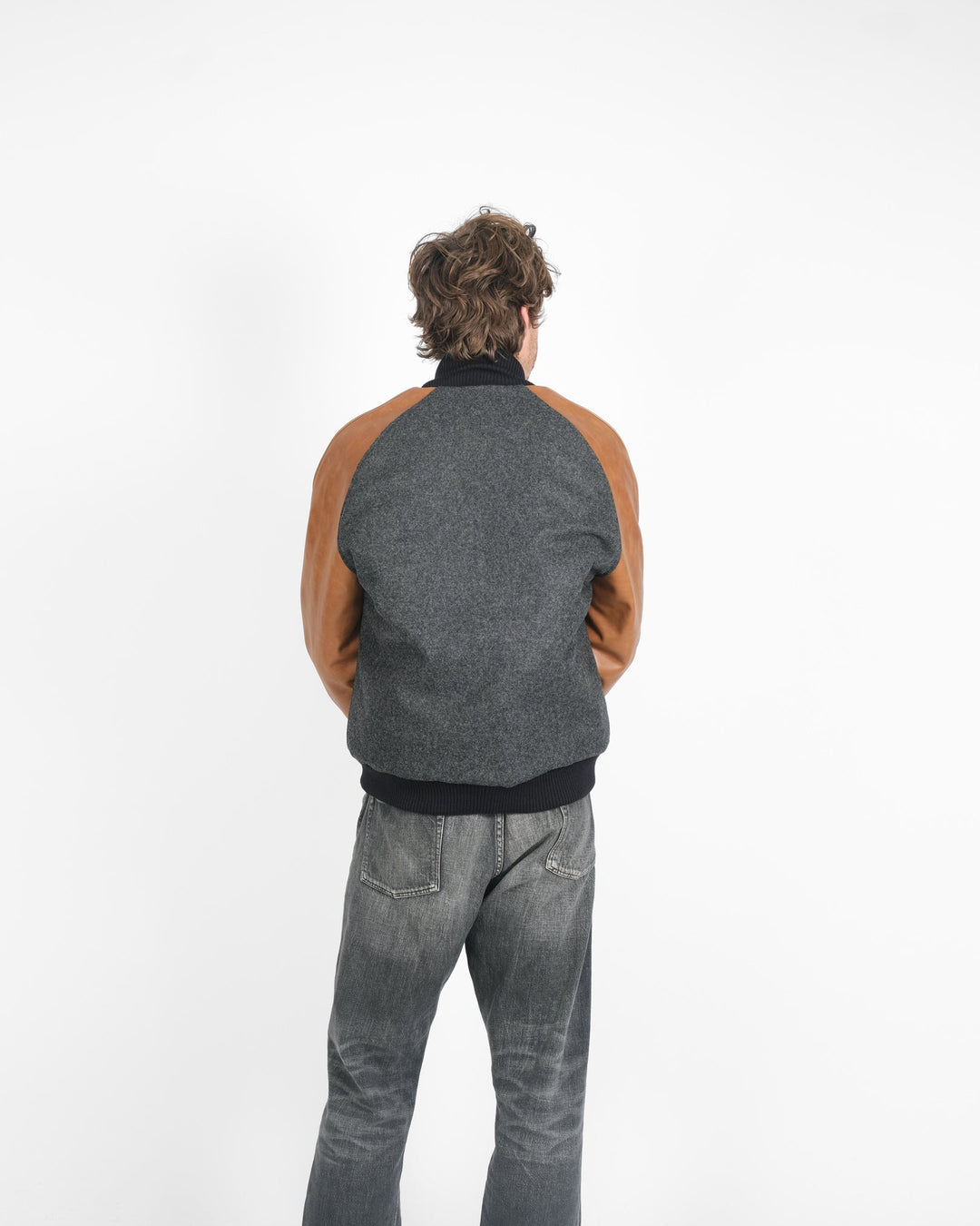 Dehen 1920 Raglan Varsity Jacket - Granite / Black / Antique Rust