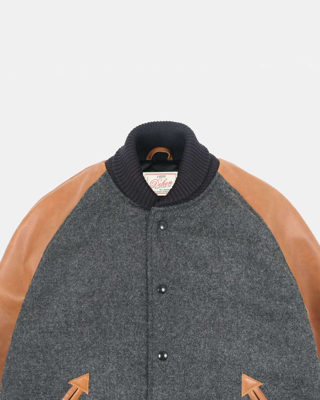 Dehen 1920 Raglan Varsity Jacket - Granite / Black / Antique Rust