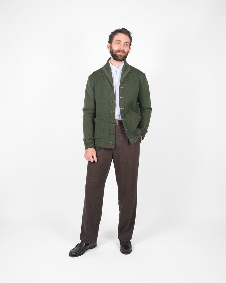 Dehen 1920 Wool Knit Shawl Sweater Coat 2.0 - Spruce