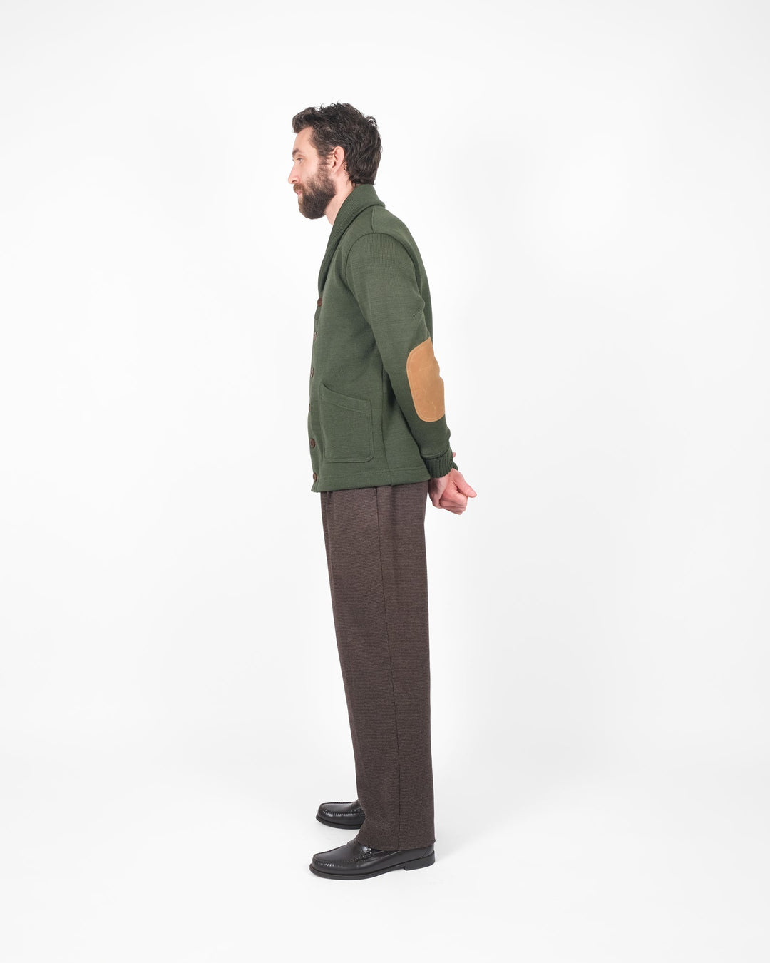 Dehen 1920 Wool Knit Shawl Sweater Coat 2.0 - Spruce