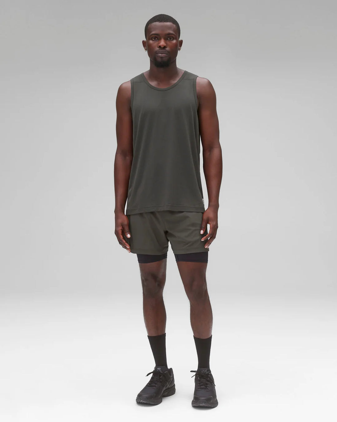 Reigning Champ 4-Way Stretch Nylon Combo Standard Training Short 5" - Carbon