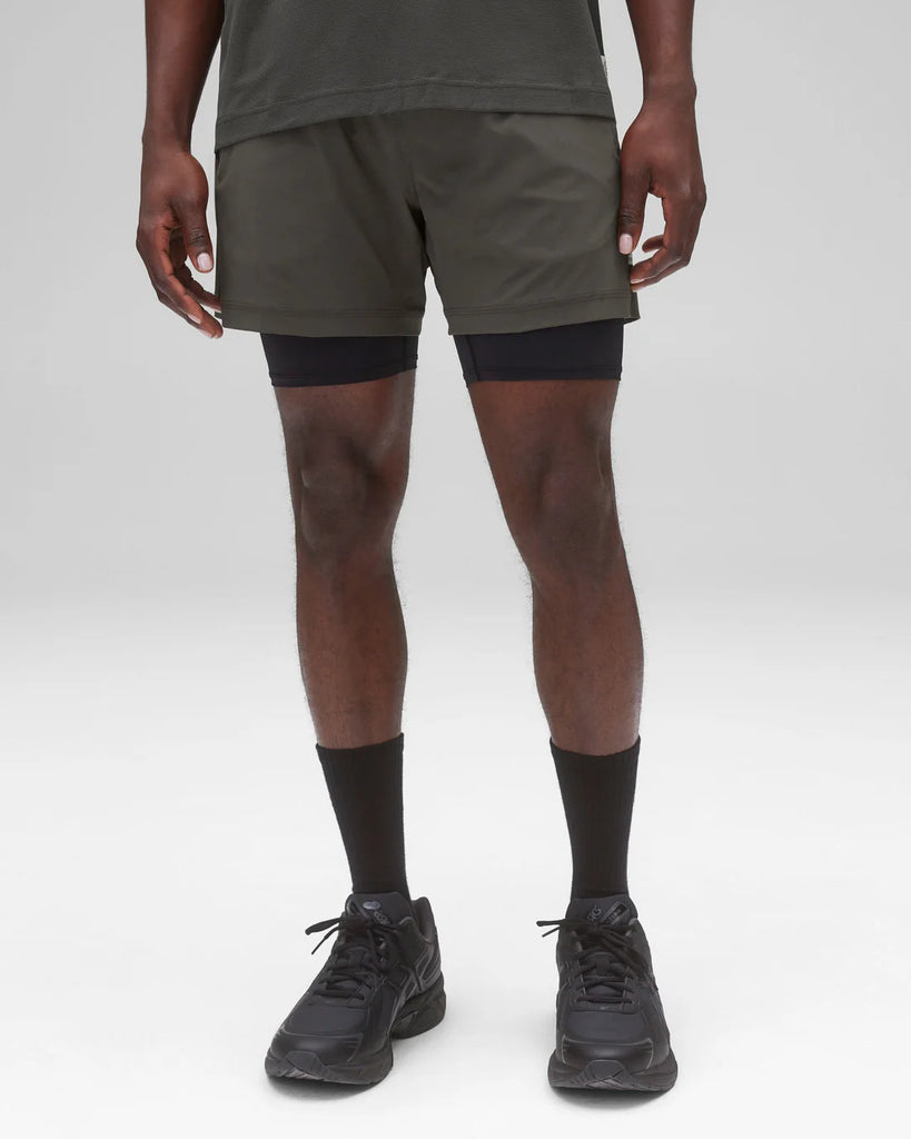 Reigning Champ 4-Way Stretch Nylon Combo Standard Training Short 5" - Carbon