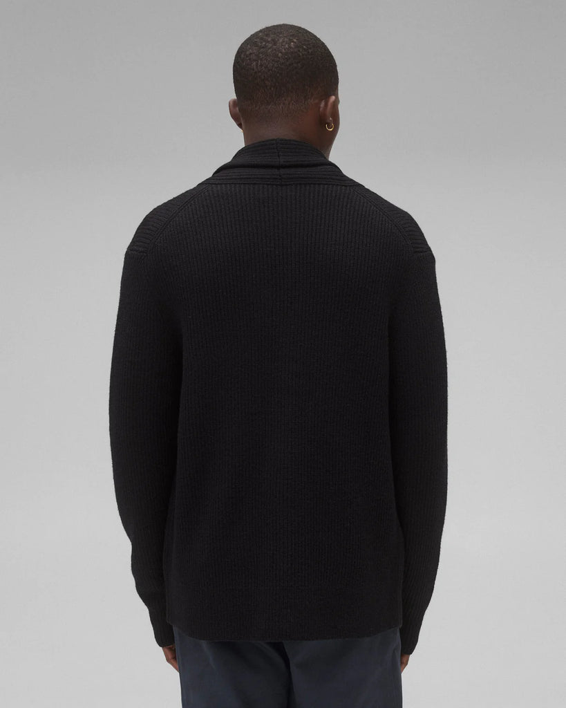 Reigning Champ Merino Rib Vinnie Shawl Cardigan - Black