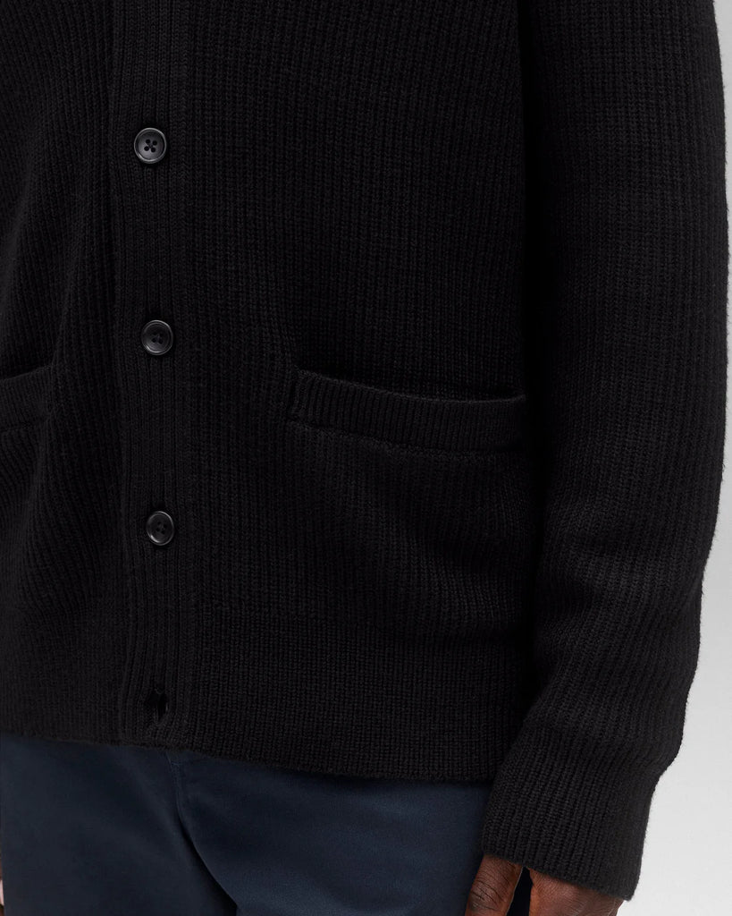 Reigning Champ Merino Rib Vinnie Shawl Cardigan - Black