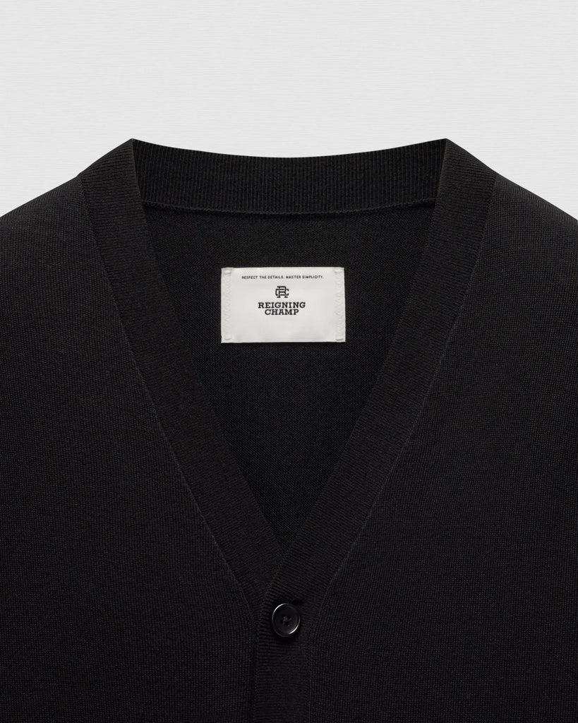 Reigning Champ Lightweight Merino Harry Cardigan - Black