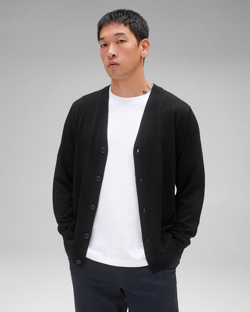 Reigning Champ Lightweight Merino Harry Cardigan - Black