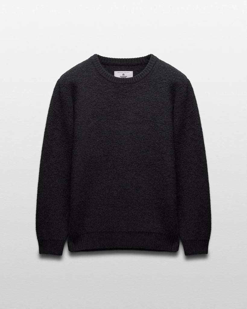 Reigning Champ Textured Boucle Turf Crewneck - Heather Black