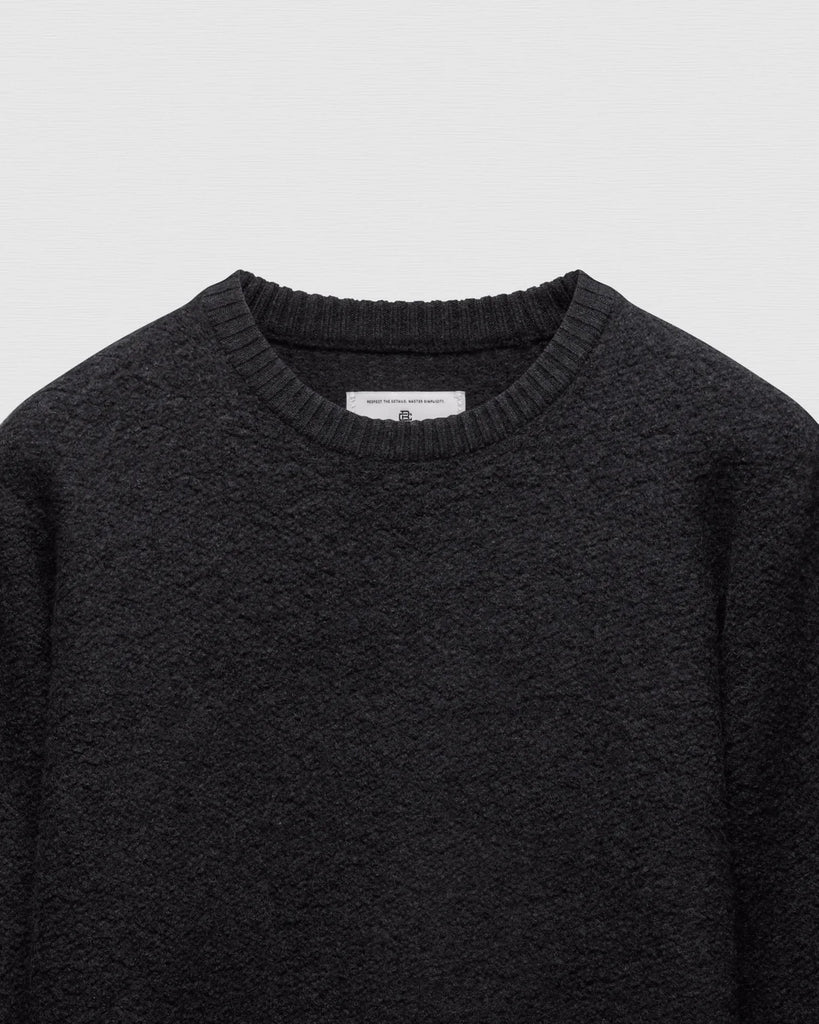 Reigning Champ Textured Boucle Turf Crewneck - Heather Black