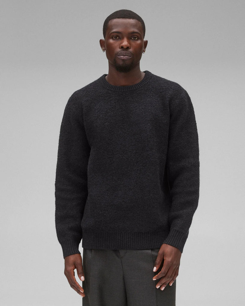 Reigning Champ Textured Boucle Turf Crewneck - Heather Black