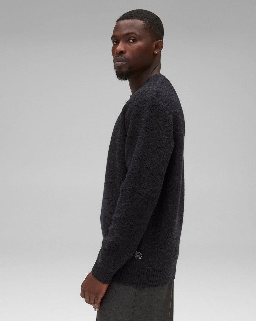 Reigning Champ Textured Boucle Turf Crewneck - Heather Black