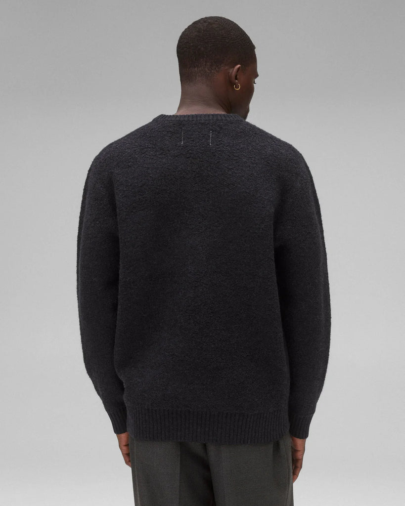 Reigning Champ Textured Boucle Turf Crewneck - Heather Black