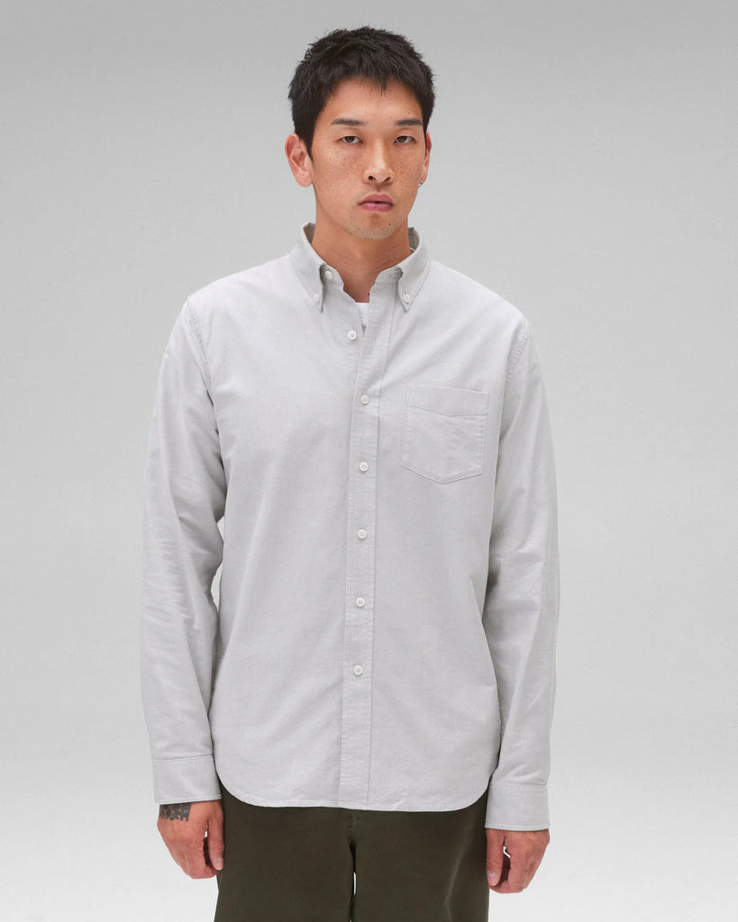 Reigning Champ Cotton Oxford Windsor Shirt - Light Grey