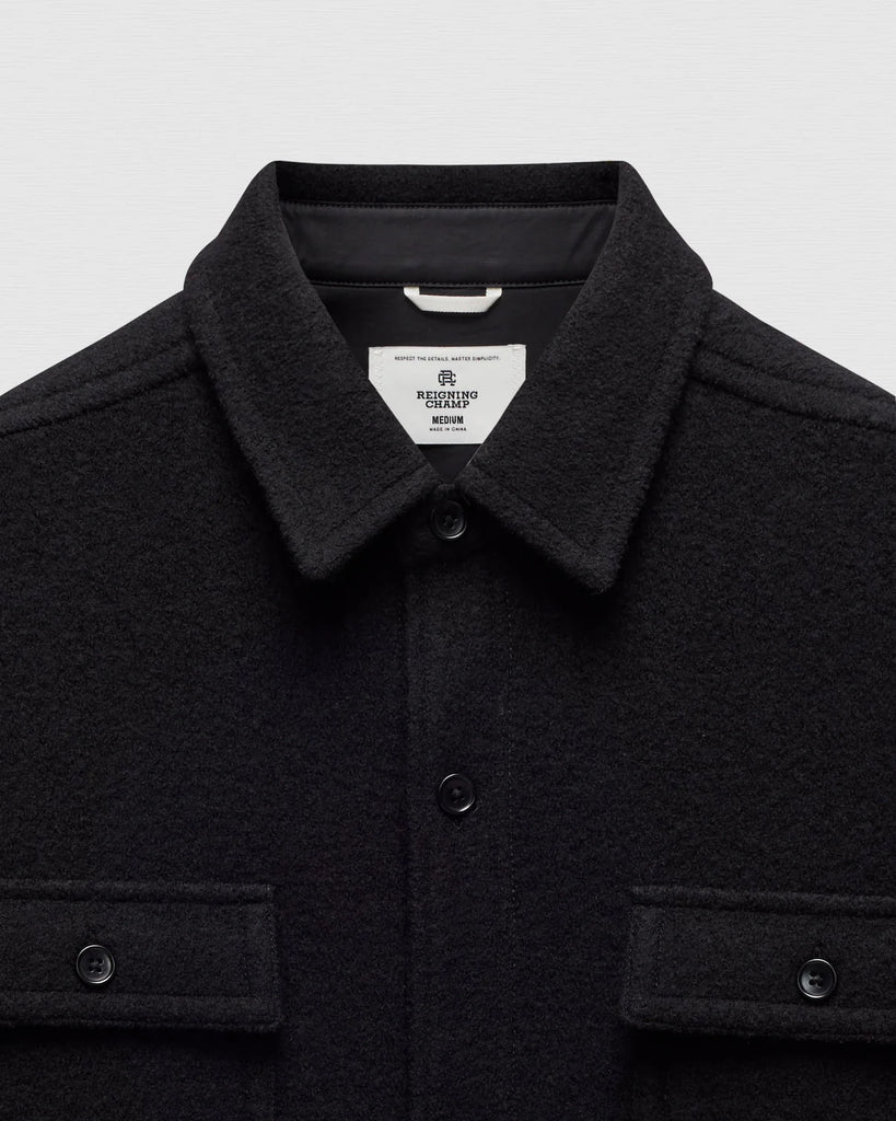 Reigning Champ Boiled Wool Warden Overshirt - Black