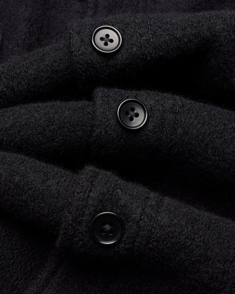 Reigning Champ Boiled Wool Warden Overshirt - Black