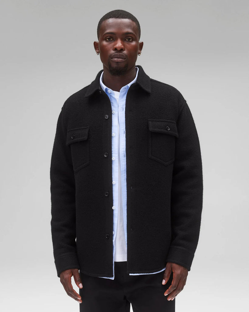 Reigning Champ Boiled Wool Warden Overshirt - Black