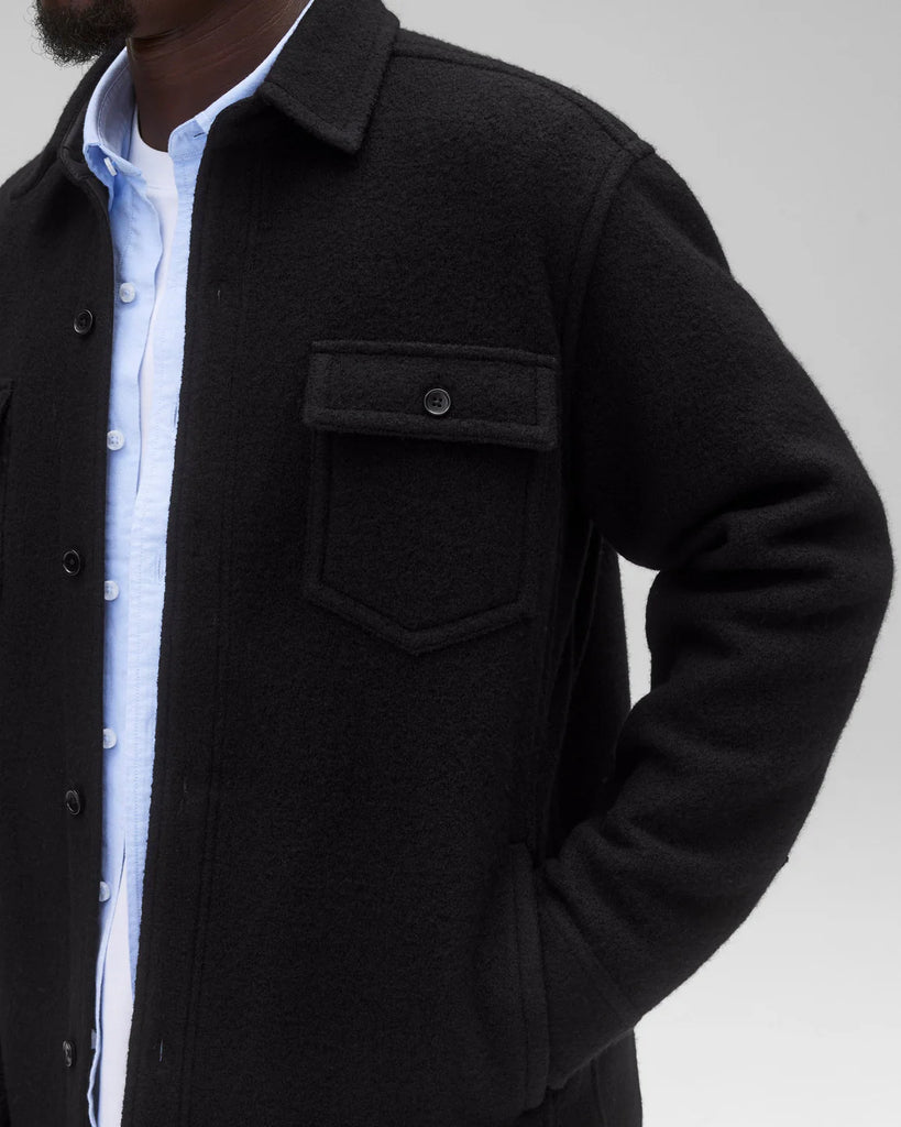 Reigning Champ Boiled Wool Warden Overshirt - Black