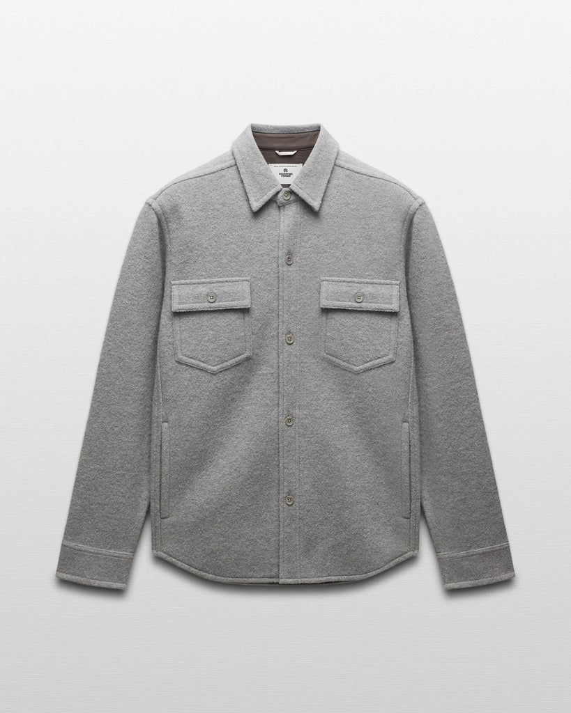 Reigning Champ Boiled Wool Warden Overshirt - Heather Grey