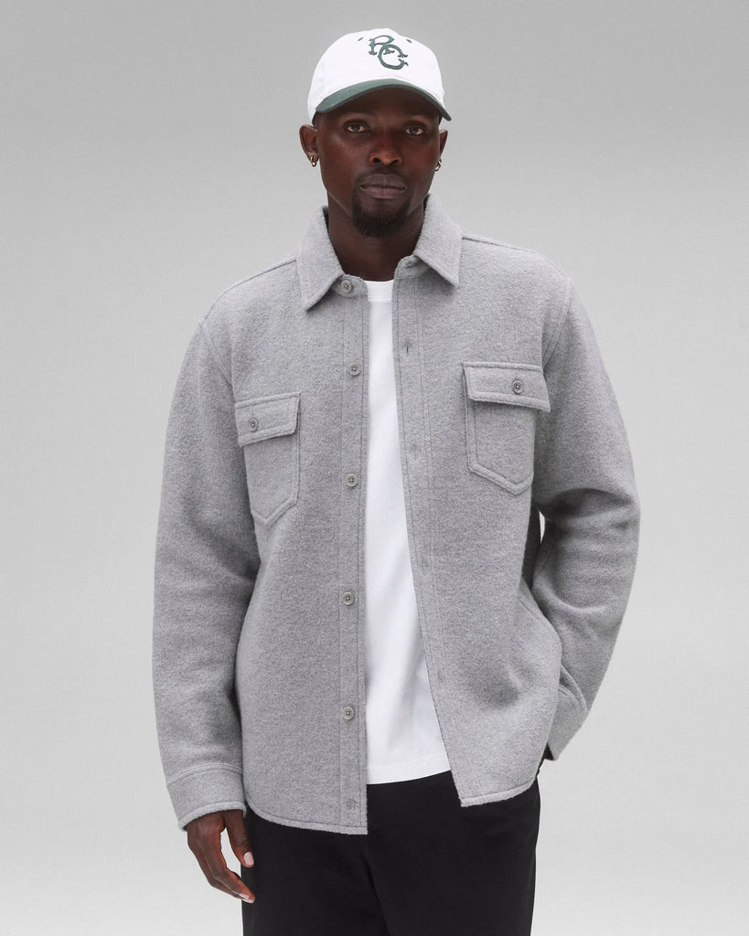 Reigning Champ Boiled Wool Warden Overshirt - Heather Grey