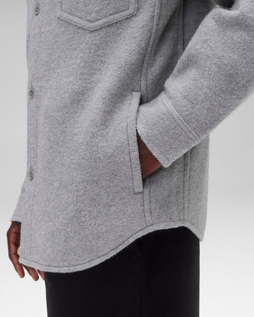 Reigning Champ Boiled Wool Warden Overshirt - Heather Grey