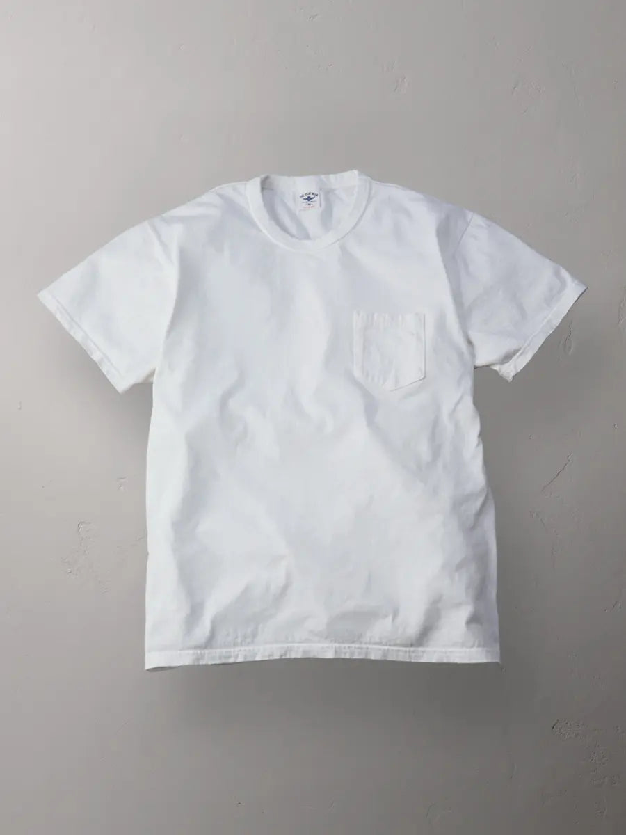 The Flat Head 3-Needle Stitch Pocket T-Shirt [FN-THC-101P] - White