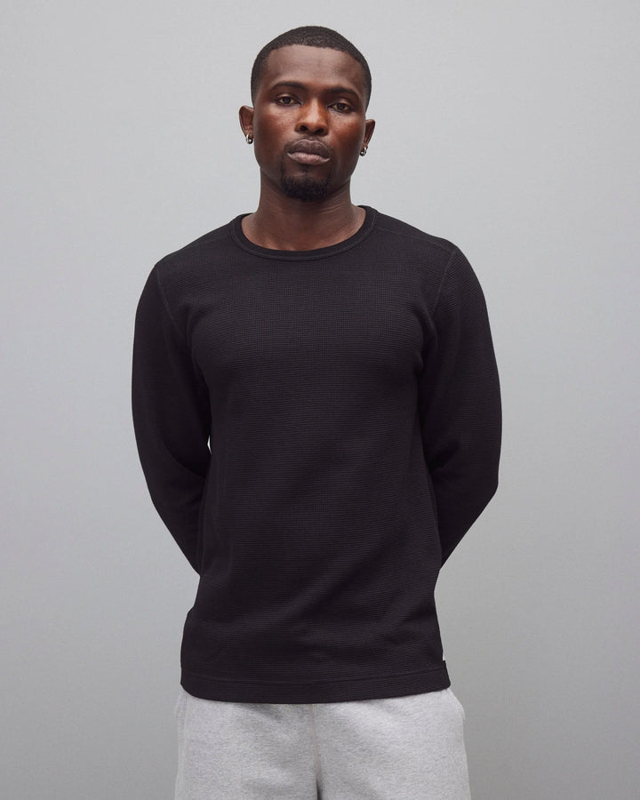 Reigning Champ Lightweight Waffle Standard Long Sleeve - Black