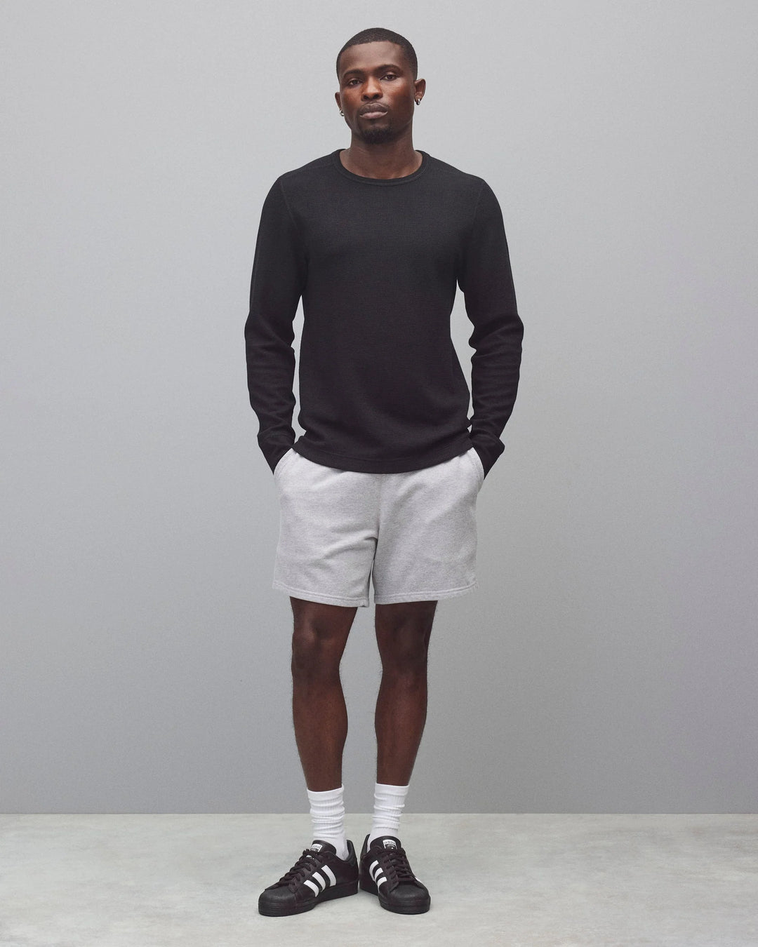 Reigning Champ Lightweight Waffle Standard Long Sleeve - Black