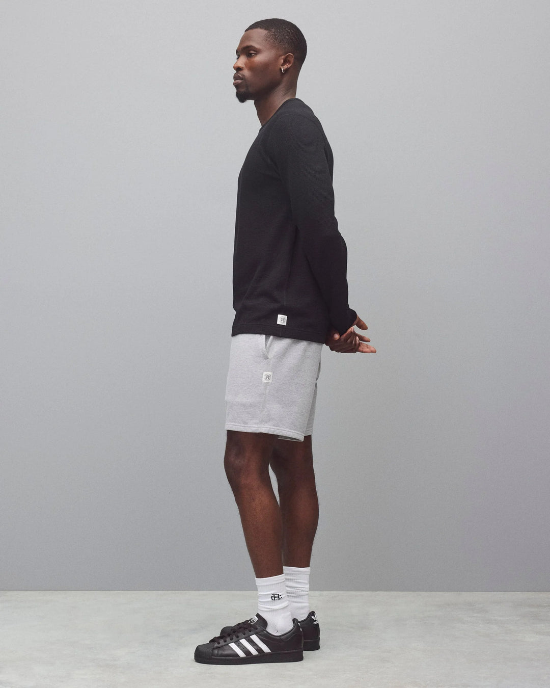 Reigning Champ Lightweight Waffle Standard Long Sleeve - Black