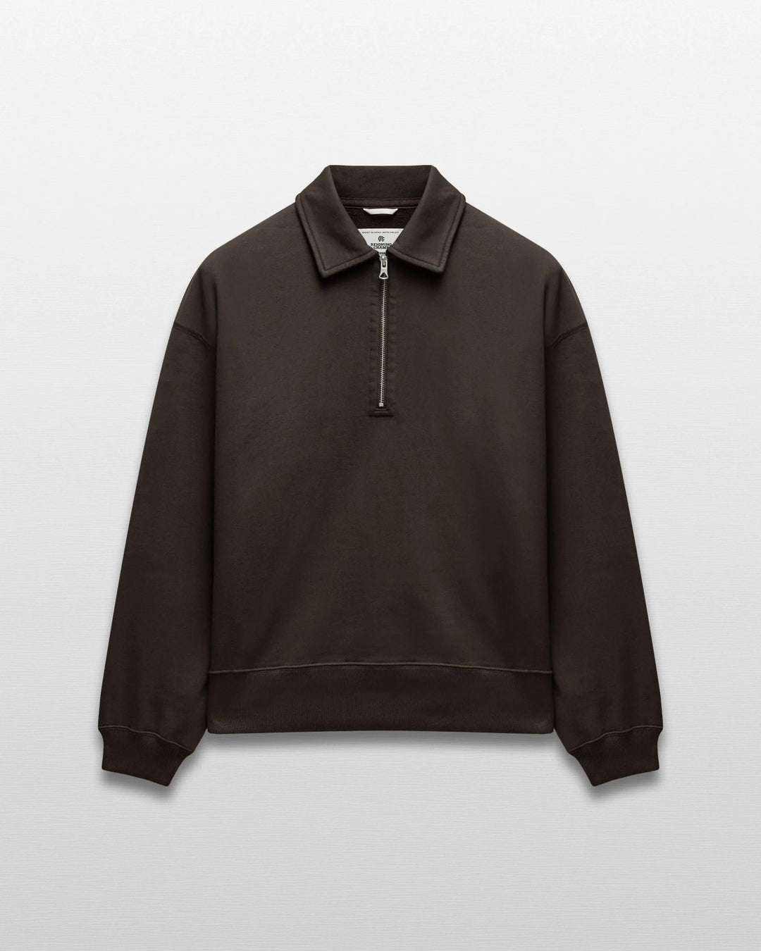 Reigning Champ Brushed Fleece Relaxed Half Zip Sweatshirt - Coffee