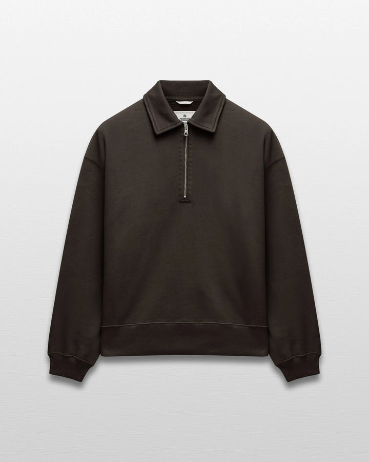 Reigning Champ Brushed Fleece Relaxed Half Zip Sweatshirt - Coffee