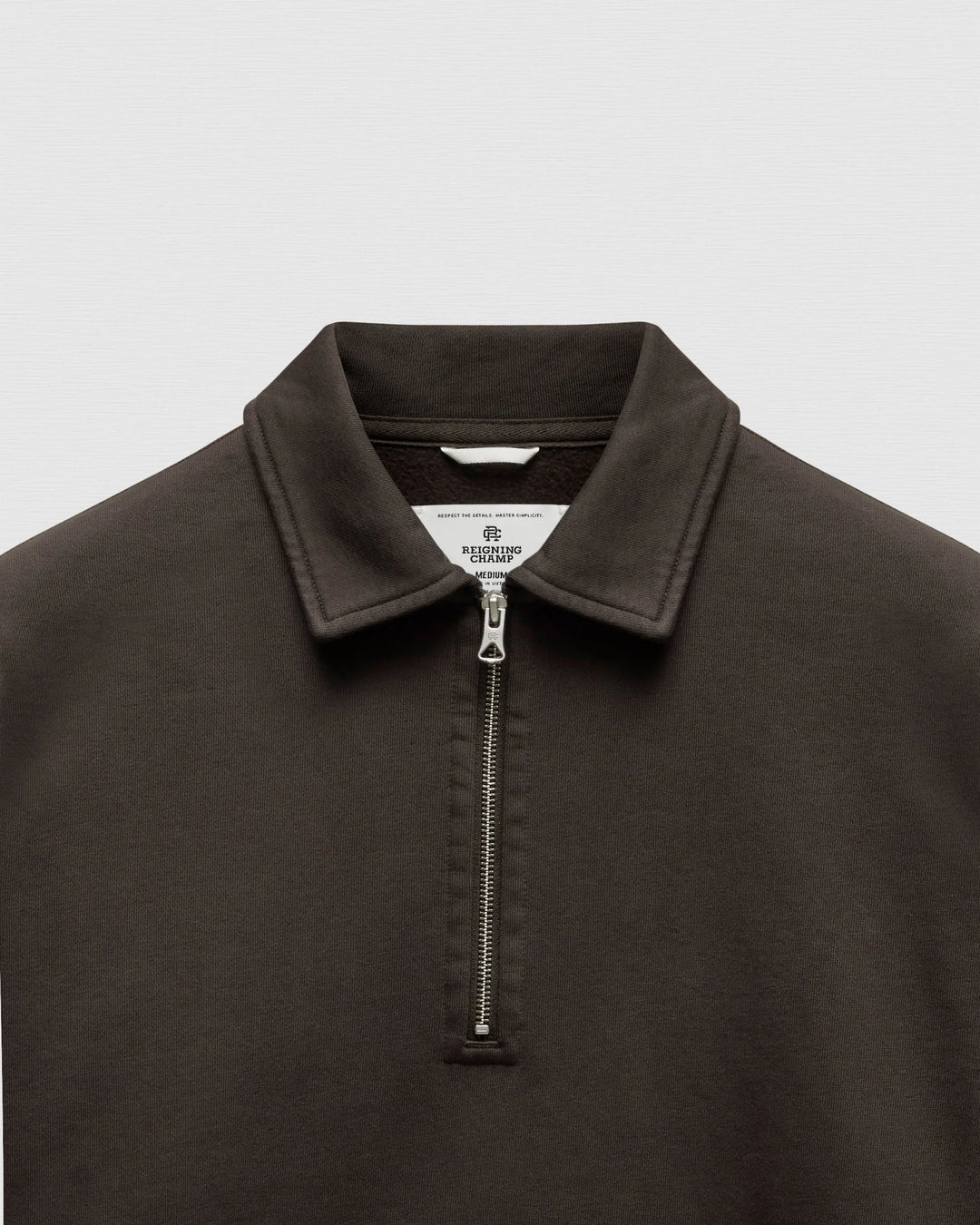 Reigning Champ Brushed Fleece Relaxed Half Zip Sweatshirt - Coffee
