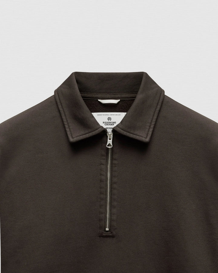 Reigning Champ Brushed Fleece Relaxed Half Zip Sweatshirt - Coffee