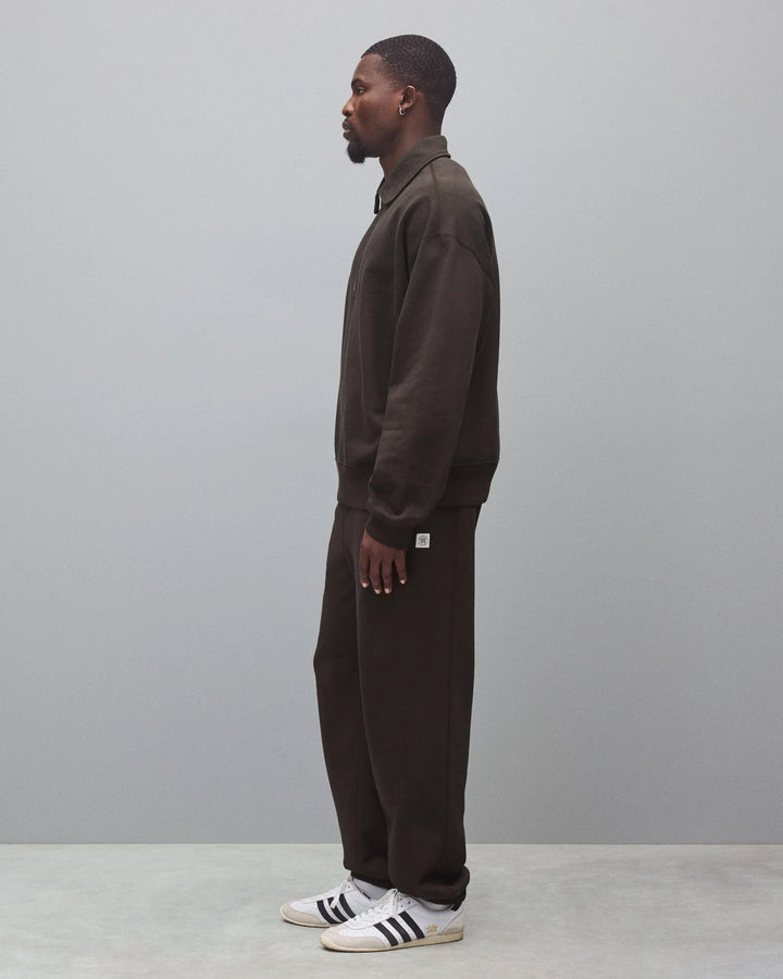 Reigning Champ Brushed Fleece Relaxed Half Zip Sweatshirt - Coffee